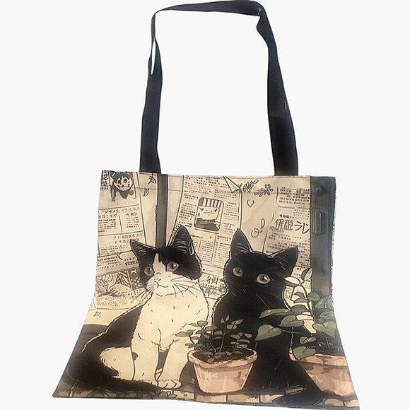 Women's Cute Cat Print Fashion Tote Bag, NWT - Picture 4 of 4